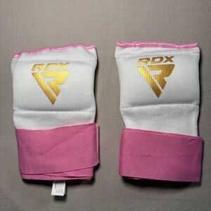 RDX Inner Boxing Gloves Padded Hand Wraps MMA Muay Thai Pink White Small